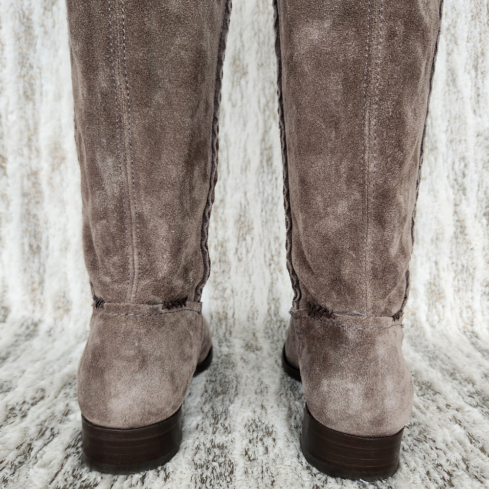 Frye "Cara" Tall Knee High Suede Boots Grey Elephant | Women's Size 7B - Picture 6 of 14